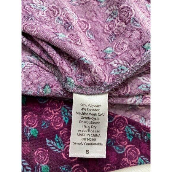 LuLaRoe‎ Randu Purple Gray Rose Floral Raglan Sleeve Top Small New - Picture 6 of 6